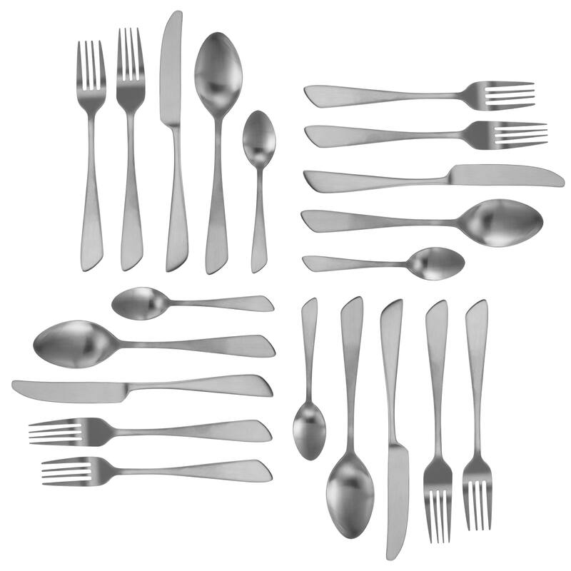 Witney 20 Piece Stainless Steel Service For 4 Matte Finish Silverware Set in Silver