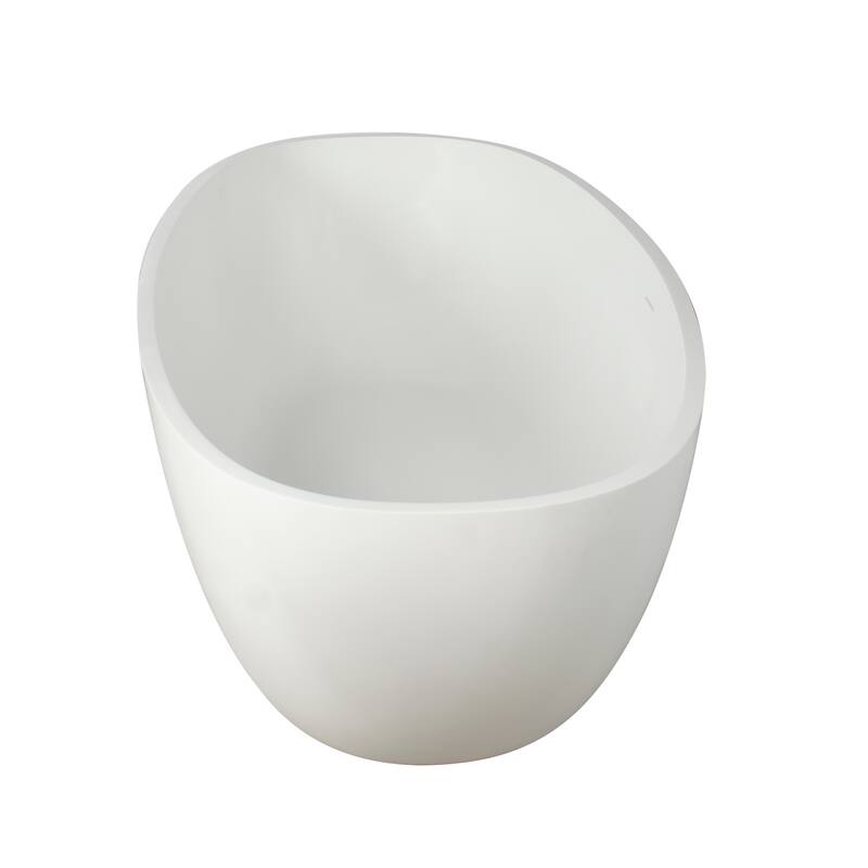 Solid Surface Freestanding Flatbottom Soaking Bathtub in Matte White