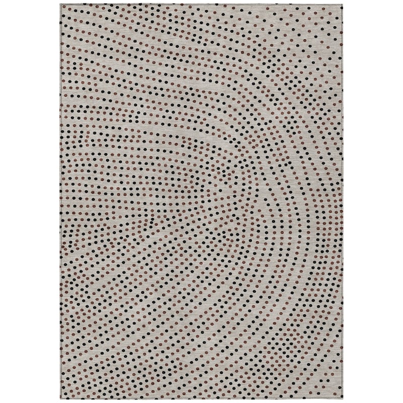 Machine Washable Indoor/ Outdoor Modern Dotty Chantille Rug