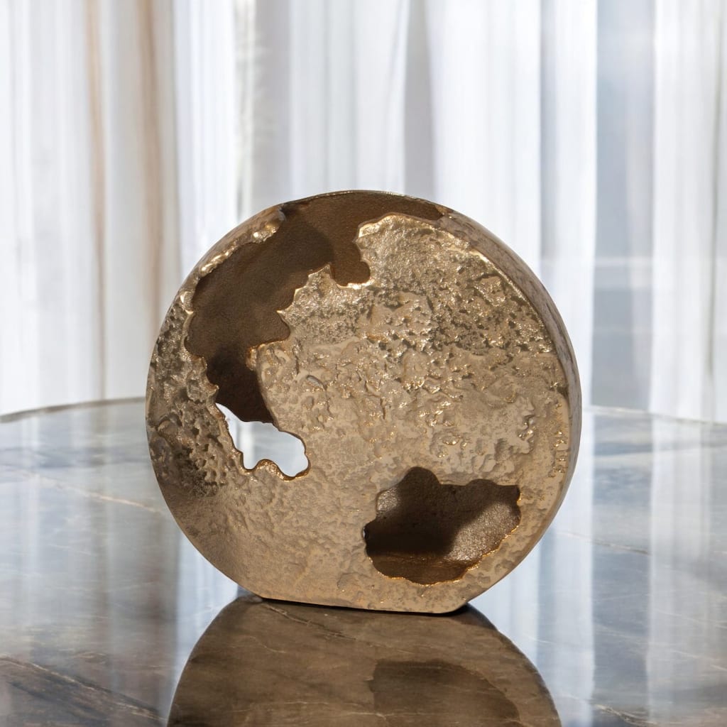 12" Gold Hammered Round Aluminum Table Vase - 11