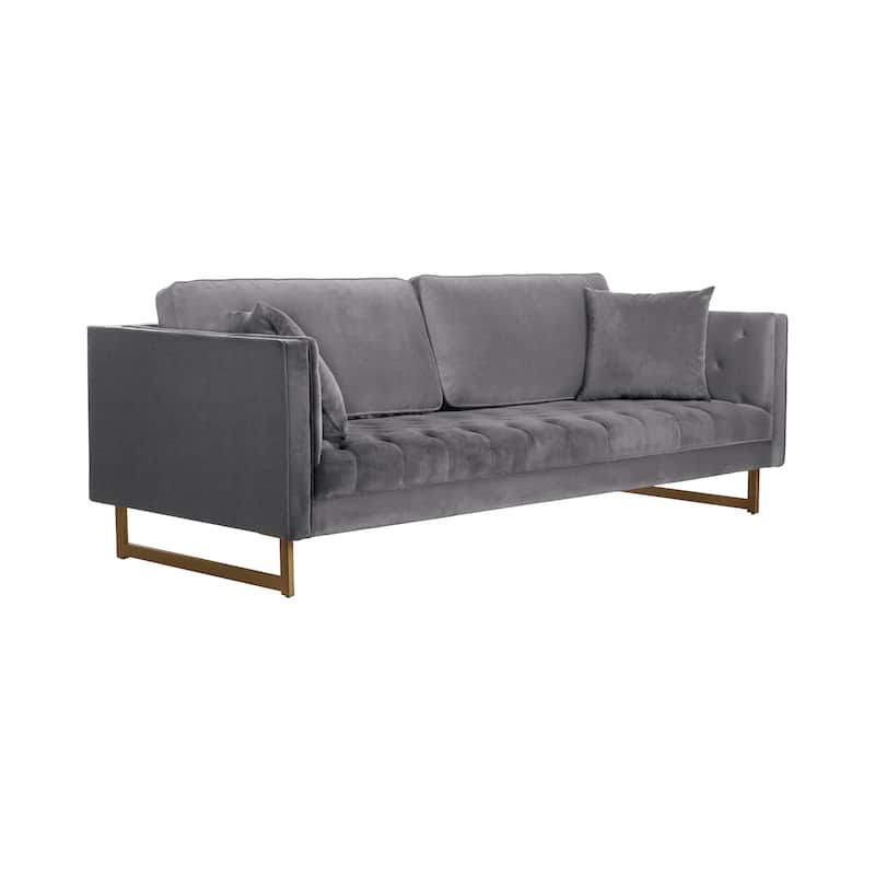 Lenox Velvet 90" 3-Seater Sofa with Brass Legs