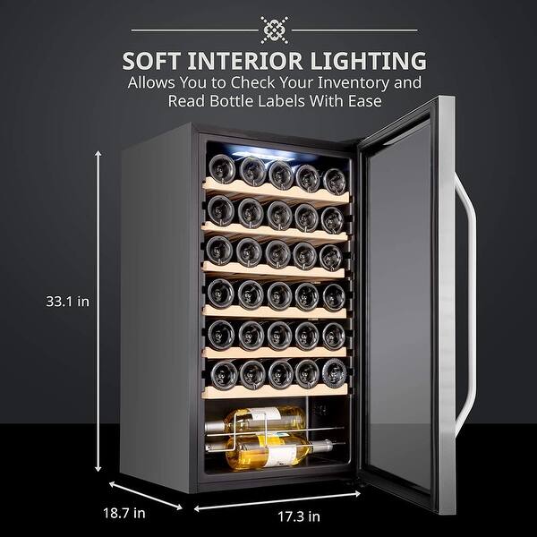 Ivation 34 Bottle Compressor Wine Cooler Refrigerator W Lock Stainless Steel Overstock 33774336