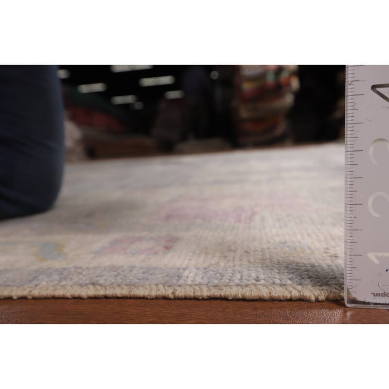 Vegetable Dye Gray Oushak Turkish Area Rug Handmade Wool Carpet - 9'3"x 12'6"