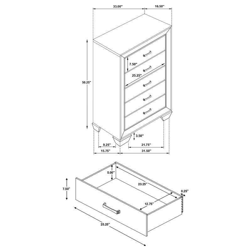 Kauffman 5-piece Panel Bedroom Set with High Headboard