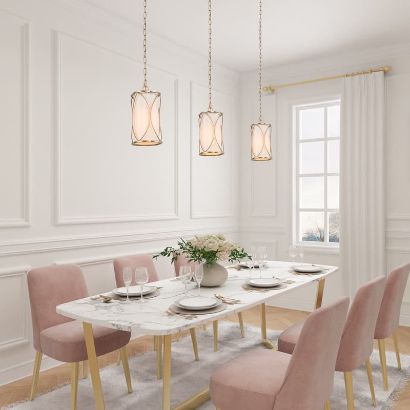 Velus Modern Farmhouse Mini Pendant Cylinder Metal Bronze Cage Kitchen Island Lights for Dining Room - D6.5'' x H72.5''