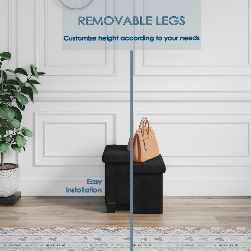 StorageBud Tuffted Folding Foot Rest Storage Ottoman Bench with Storage