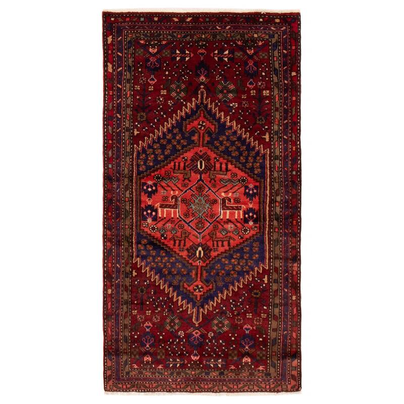 ECARPETGALLERY Hand-knotted Andelz Red Wool Rug - 3'5 x 6'6 - Dark Red - 3'5 x 6'6