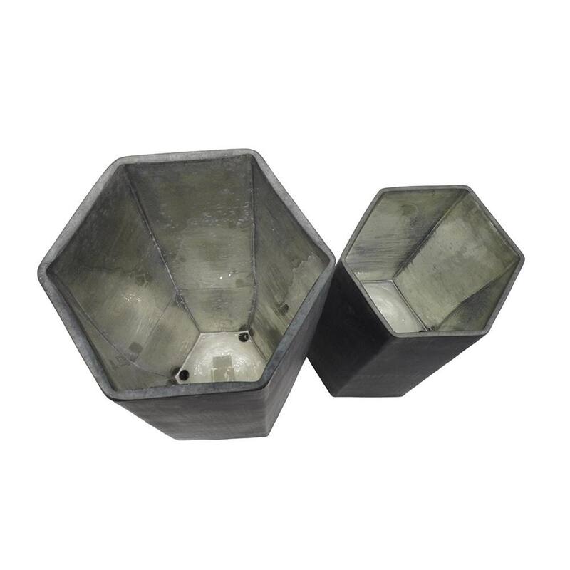 Set of Two Black Hexagonal Glass Table Vases - 14.40