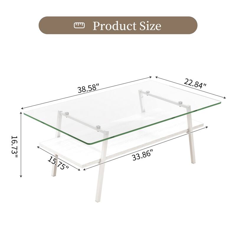Rectangle Tempered Glass Tabletop with Gold Metal Legs - N/A