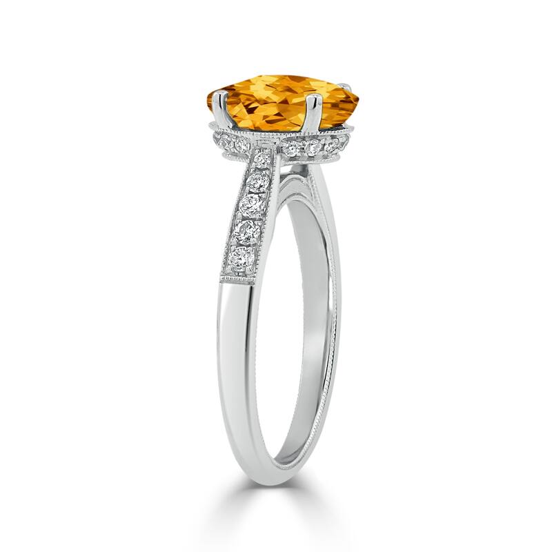 Auriya 3 1/3ct Fancy Oval Citrine and Diamond Engagement Ring 1/4ctw 14k Gold