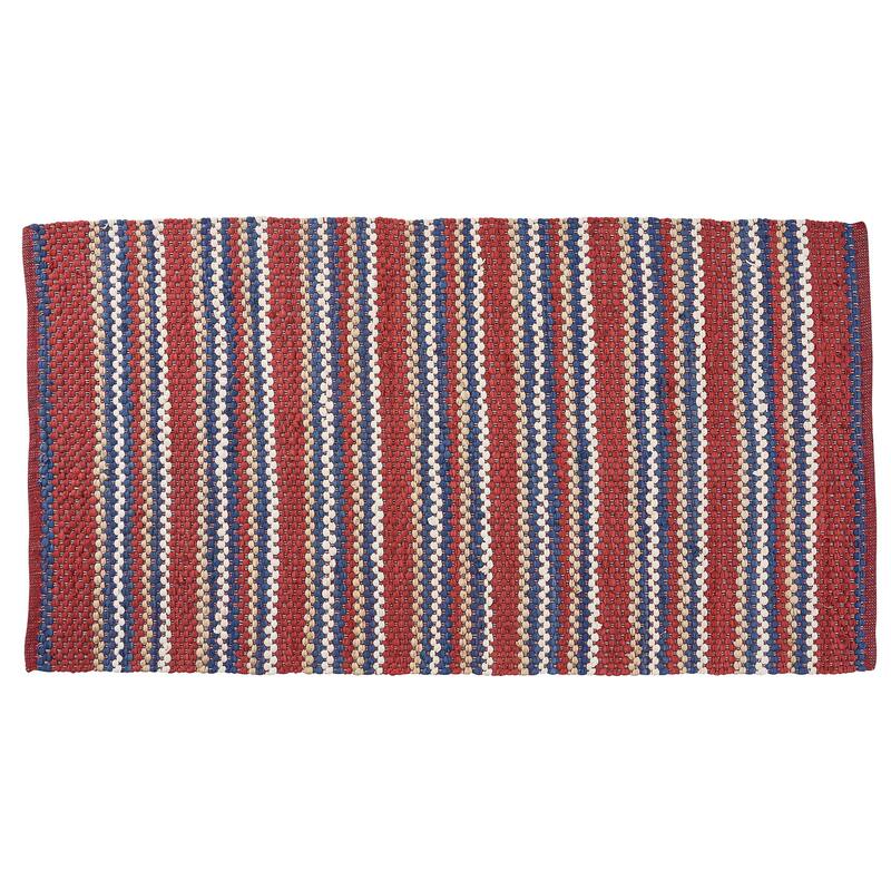 Park Designs Red and Blue Stripe Chindi Rag Rug 3 ft X 5 ft - 3'x5'