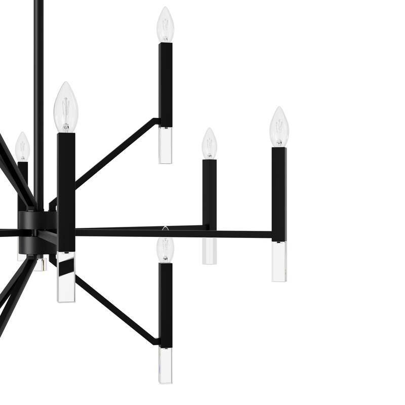 Hunter Sunjai 12-Light 3-Tier Candle Chandelier - Contemporary, Glam, Geometric