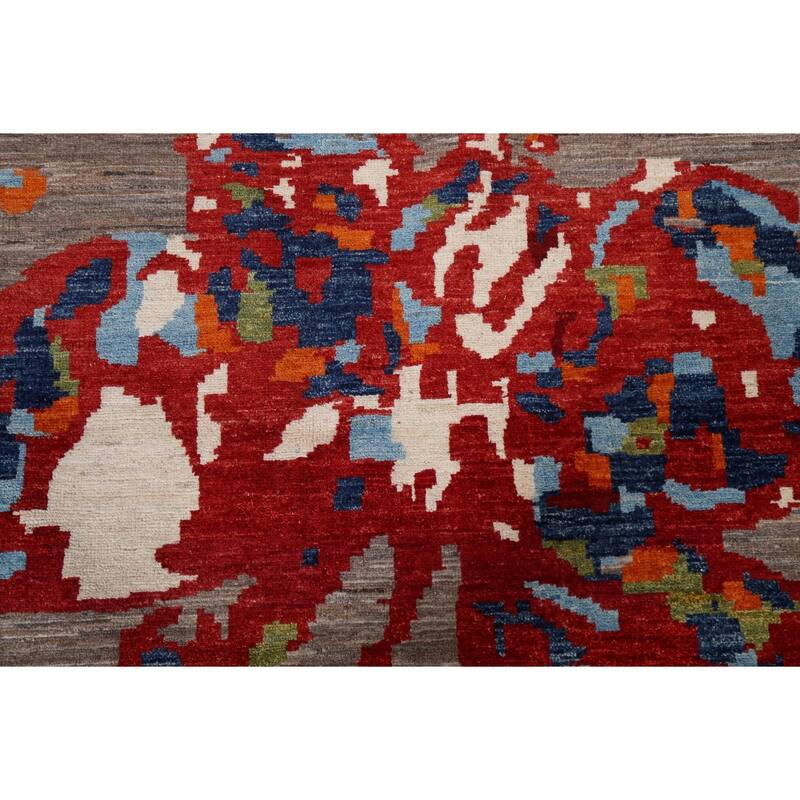 Vegetable Dye Contemporary Abstract Area Rug Hand-knotted Wool Carpet - 5'5" x 7'11"