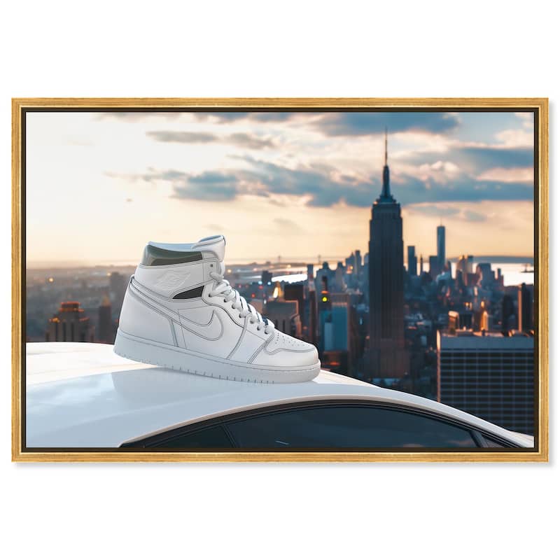 City Car and Sneakers Canvas by Art Remedy - Gold - 45" x 30"