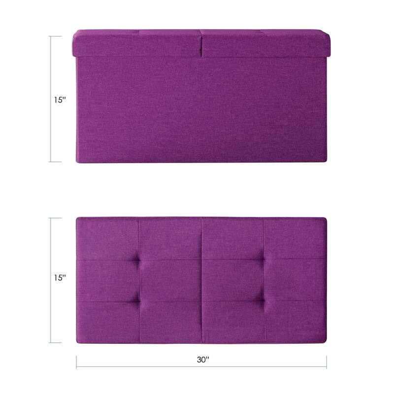 30 Inch Smart Lift Top Button Tufted Fabric Storage Ottoman by Crown Comfort