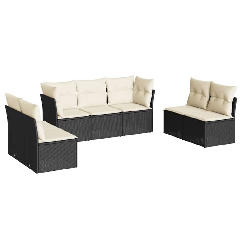 vidaXL Garden Sofa Set Black, Cream White