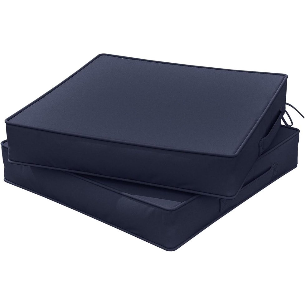 22x22x4 Inch Waterproof Fade Resistant Outdoor Chair Cushions with Handle & Straps, Set of 2