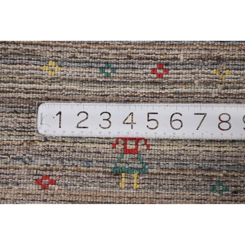 Earth Tone Gabbeh Indian Area Rug Handmade Tribal Wool Carpet - 5'0" X 7'10"