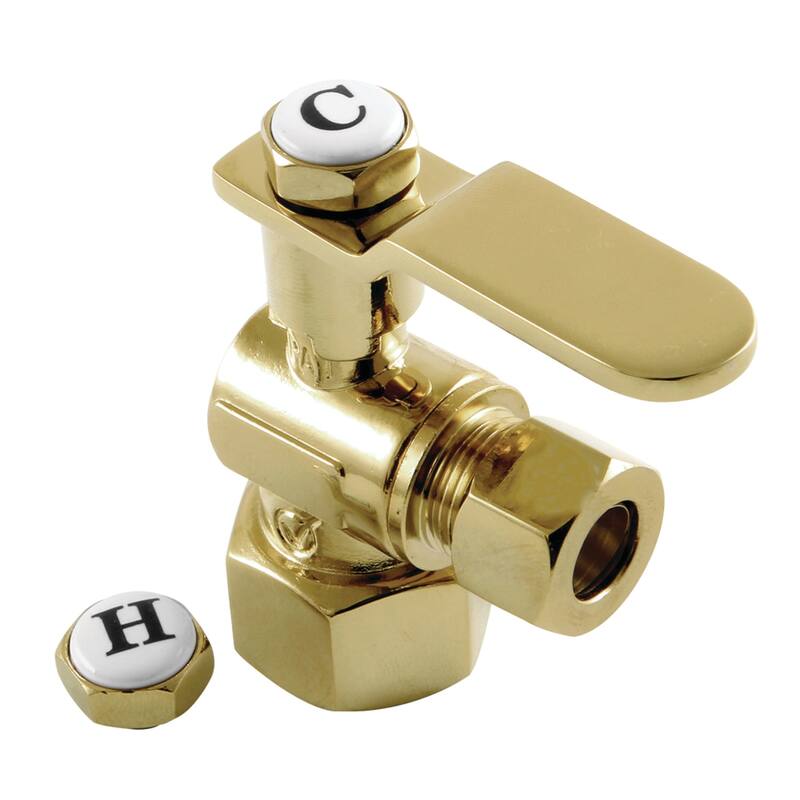 Kingston Brass Whitaker 1/2" FIP x 3/8" O.D. Comp Angle Stop Valve - Polished Brass