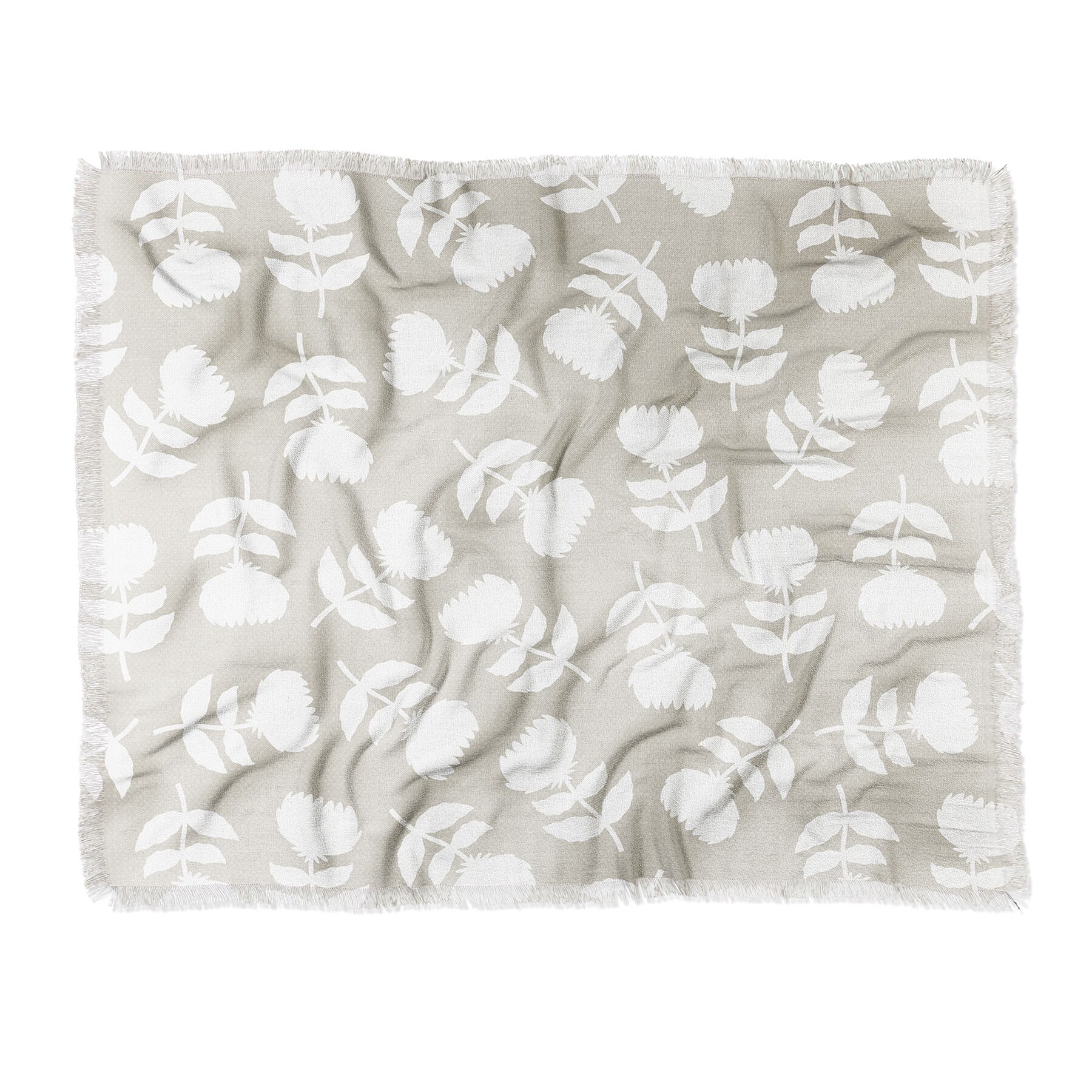 Little Arrow Design Co Vintage Floral Greige Made To Order Throw Blanket