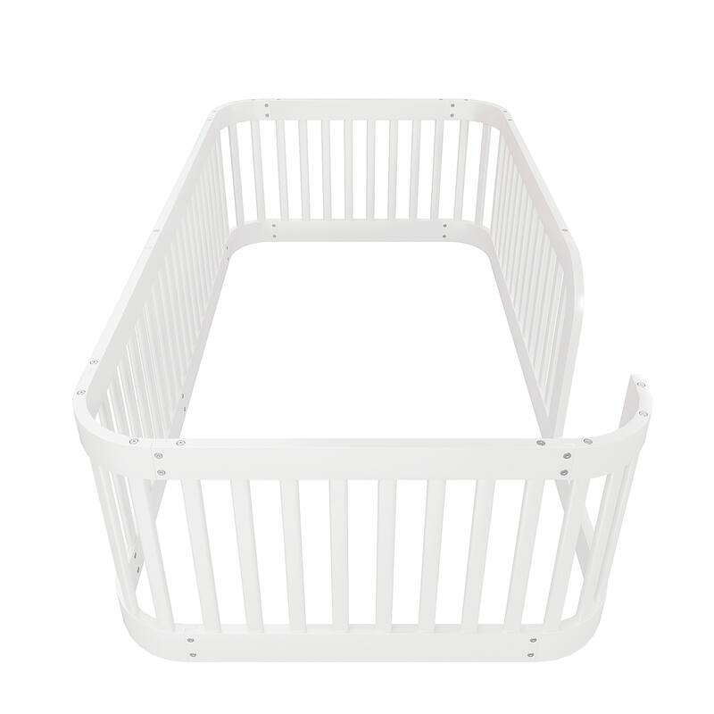 Wooden floor bed frame with enclosure