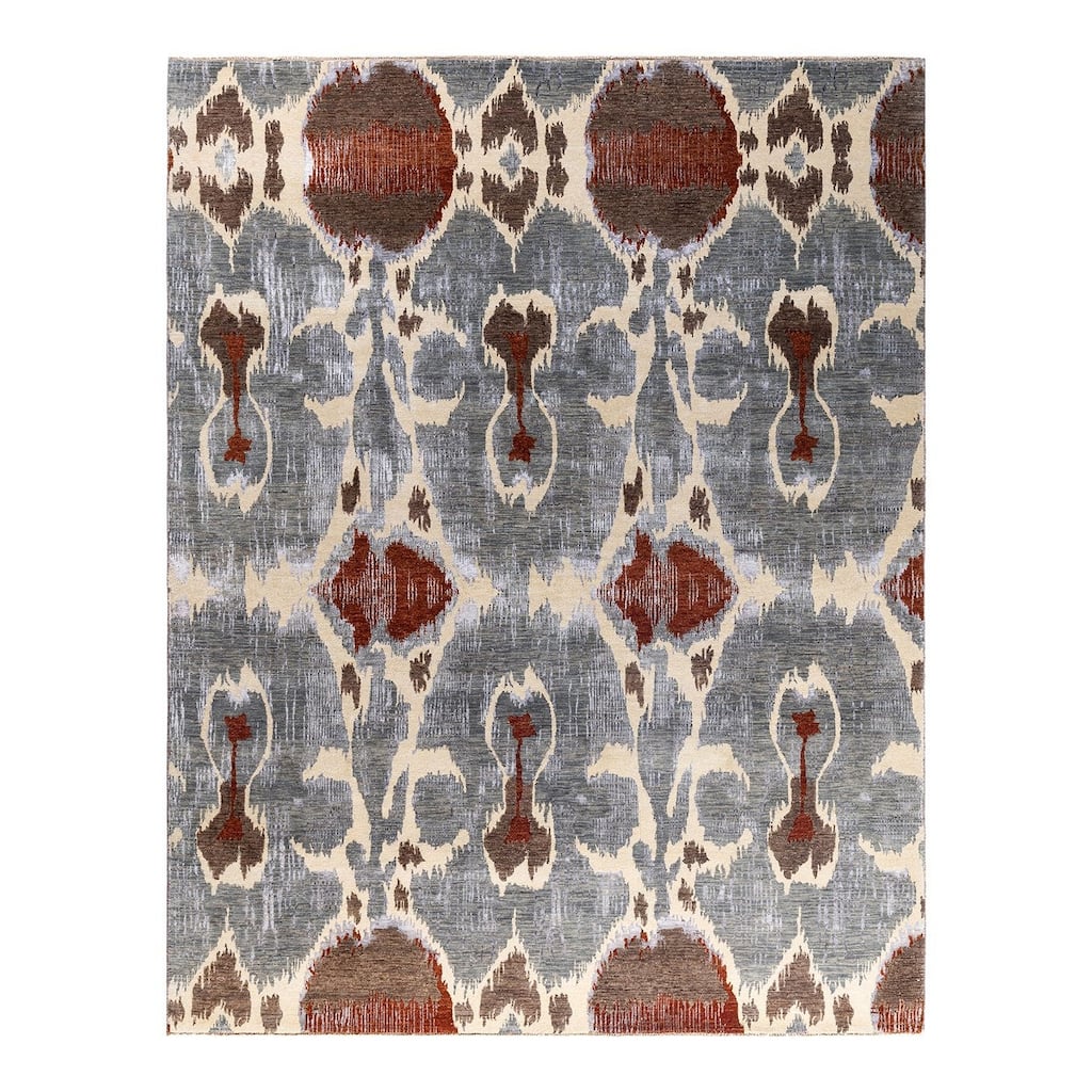 Ikat One-of-a-Kind Hand-Knotted Area Rug - Gray, 8' 3" x 10' 6" - 8' 3" x 10' 6"