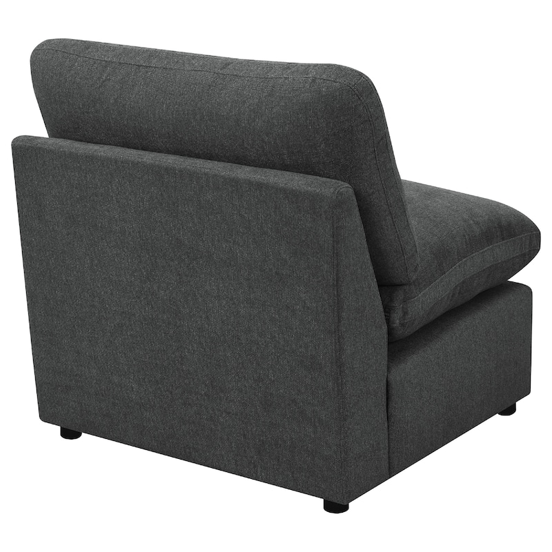 Biny Modular Armless Chair, Dark Gray, Plush Foam Cushions