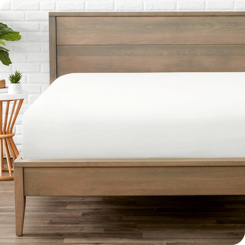 Bare Home Double Brushed Deep Pocket Fitted Sheet - Full - Cream