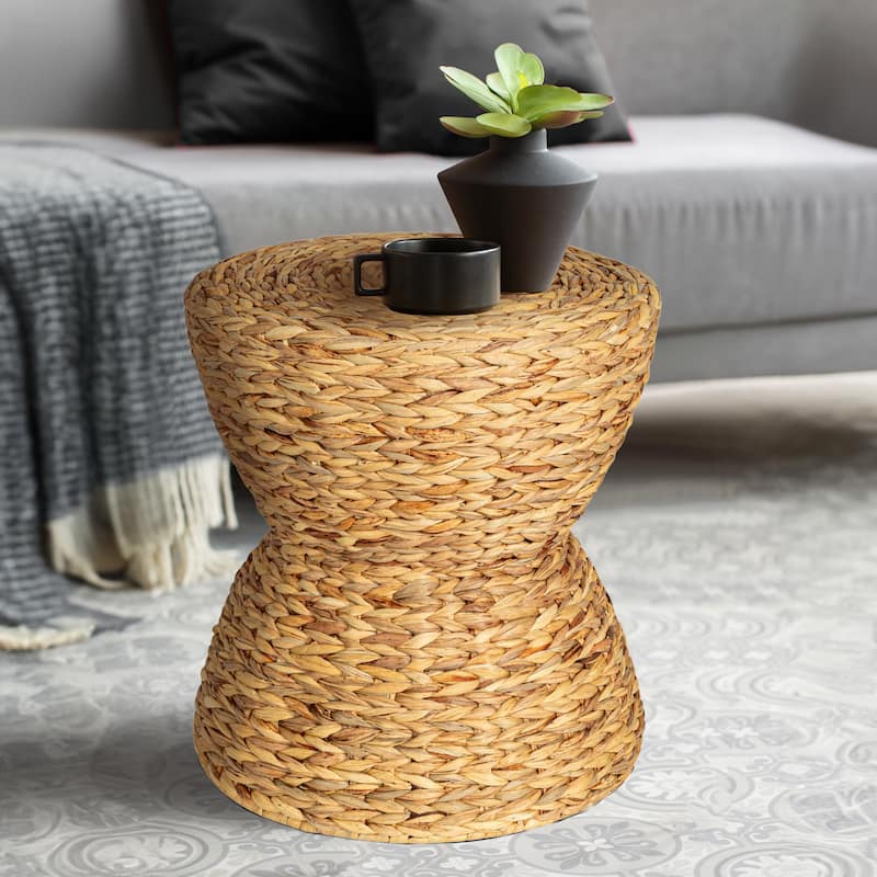 Household Essentials Water Hyacinth Hourglass Stool - Natural - Wicker