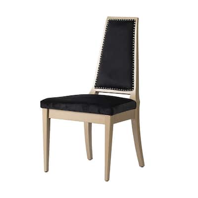 Champagne/Black Velvet Upholstered Wood Frame Dining Chair, Sturdy Dining Chair for Dining Rooms - 21.75