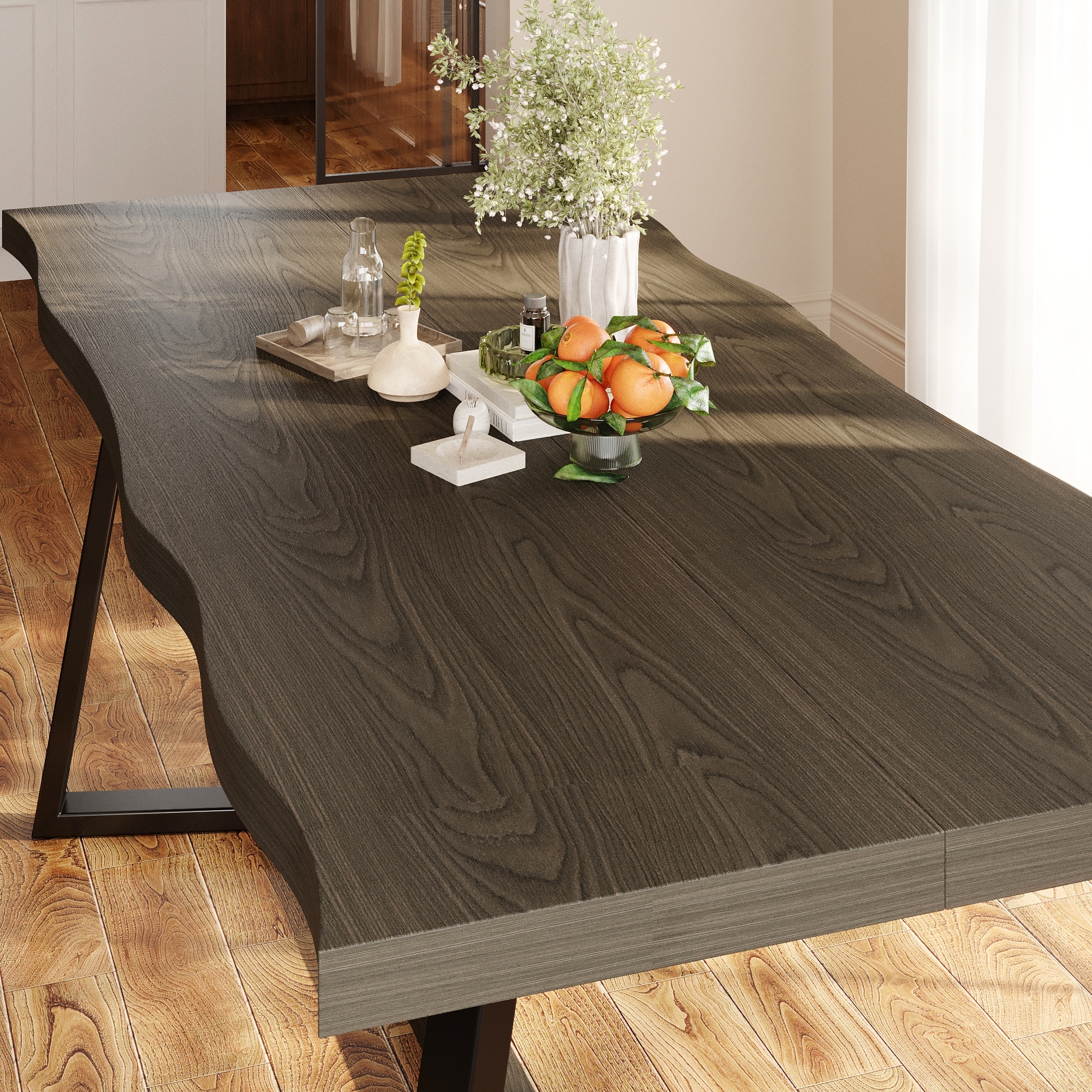 Modern Farmhouse Black Rustic Kitchen Table Rustic Elm Wood Dining