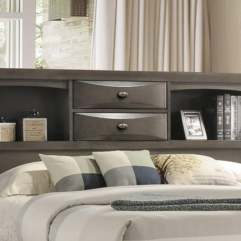 Furniture of America Brent Storage Platform Bed with Drawers and Bookcase Headboard