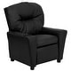 preview thumbnail 141 of 191, Contemporary Kids Recliner with Cup Holder Black Leather