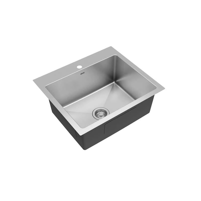 Karran Top Mount Stainless Steel 25 in. 16-Gauge Drop-In Single Bowl Kitchen Sink Kit