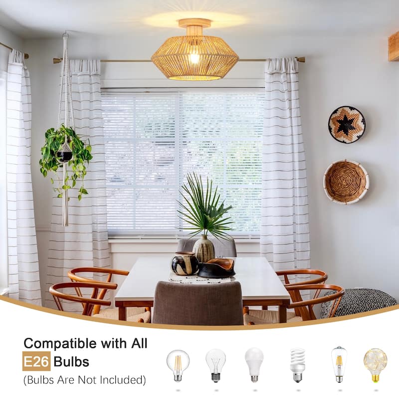 Bohemian Style Semi Flush Mounts Light Fixture for Bedroom Living Room Restaurant Hallway