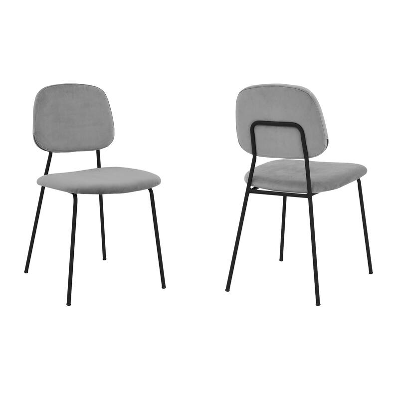 Lucy Grey Velvet and Metal Dining Room Chairs - Set of 2
