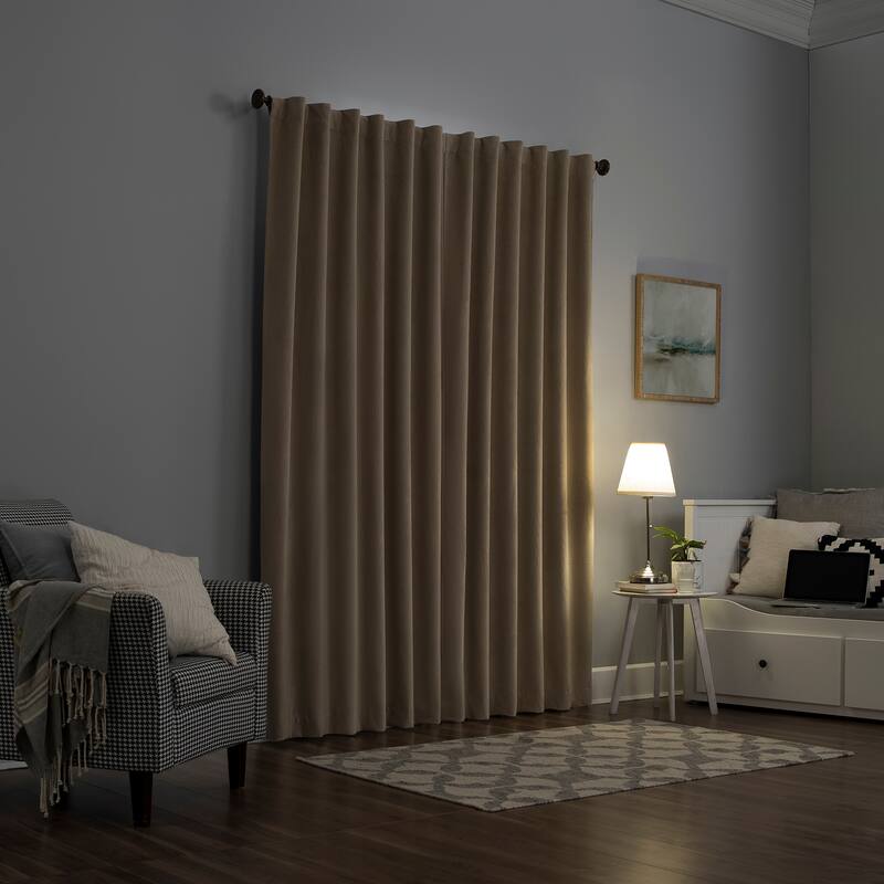 Sun Zero Amherst Velvet Noise Reducing Thermal Extreme Total Blackout Back Tab Curtain Panel, Single Panel