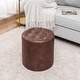 preview thumbnail 8 of 60, Adeco Round Ottoman Upholstered Tufted Faux Leather Footrest Dark-Coffee-Brown - Medium