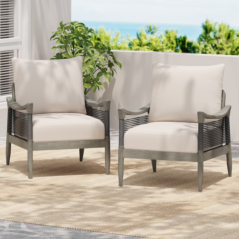 Christopher Knight Home - Riviera Acacia Wood Patio Club Chair with Woven Rope Accents