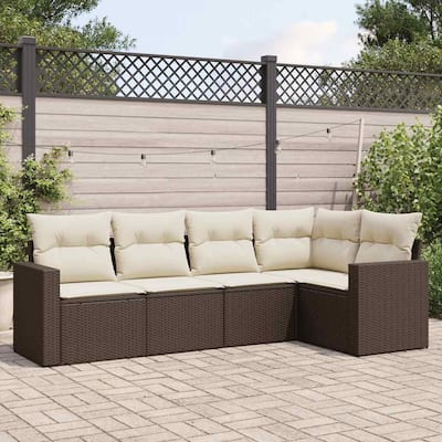 vidaXL Garden Sofa Set Brown PE rattan Large Adjustable Feet - 24.4 x 25.8 x 27.2