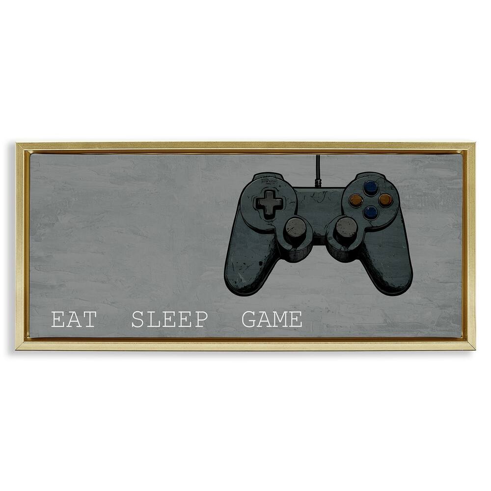 Stupell Eat Sleep Game Hobby Framed Floater Canvas Wall Art Design By Kim Allen