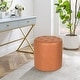 preview thumbnail 58 of 60, Adeco Round Ottoman Upholstered Tufted Faux Leather Footrest Orange - Medium