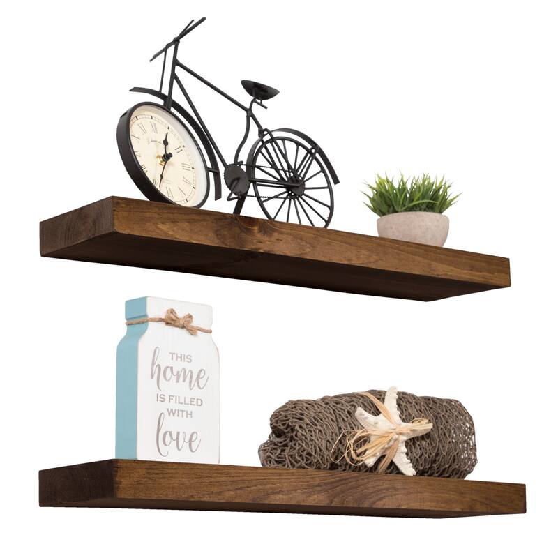 Rustic Wooden Floating Wall Shelves (Set of 2)