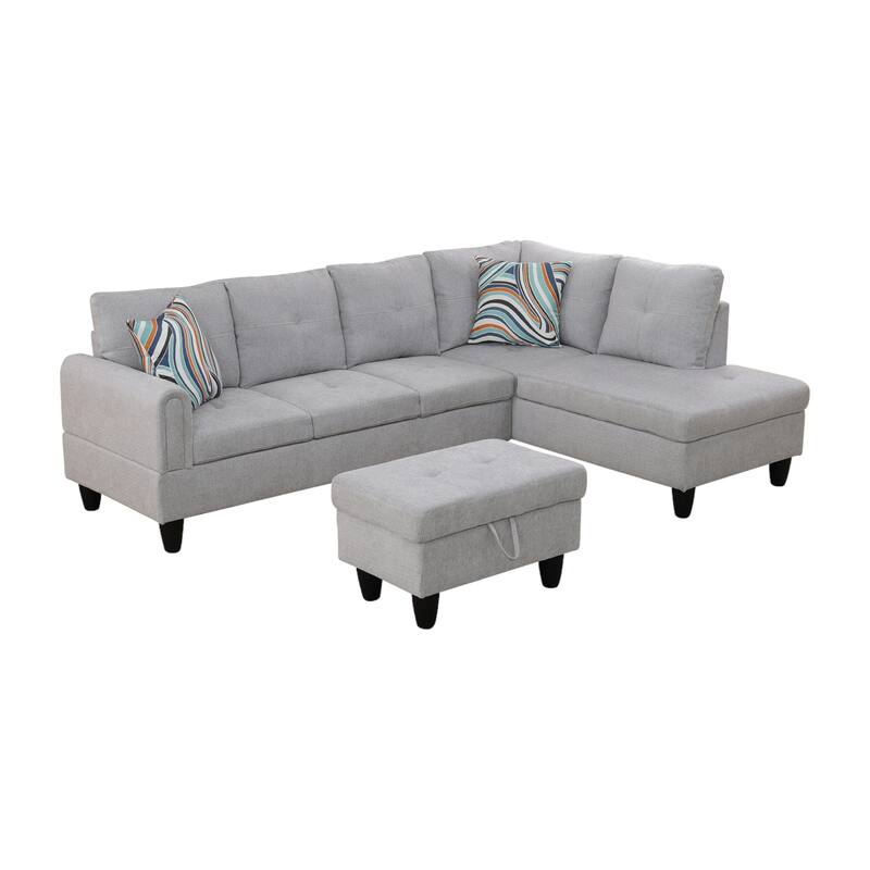 KISRAIS 97" Wide 3-Piece Upholstered Sectional Sofa Set for Small Spaces