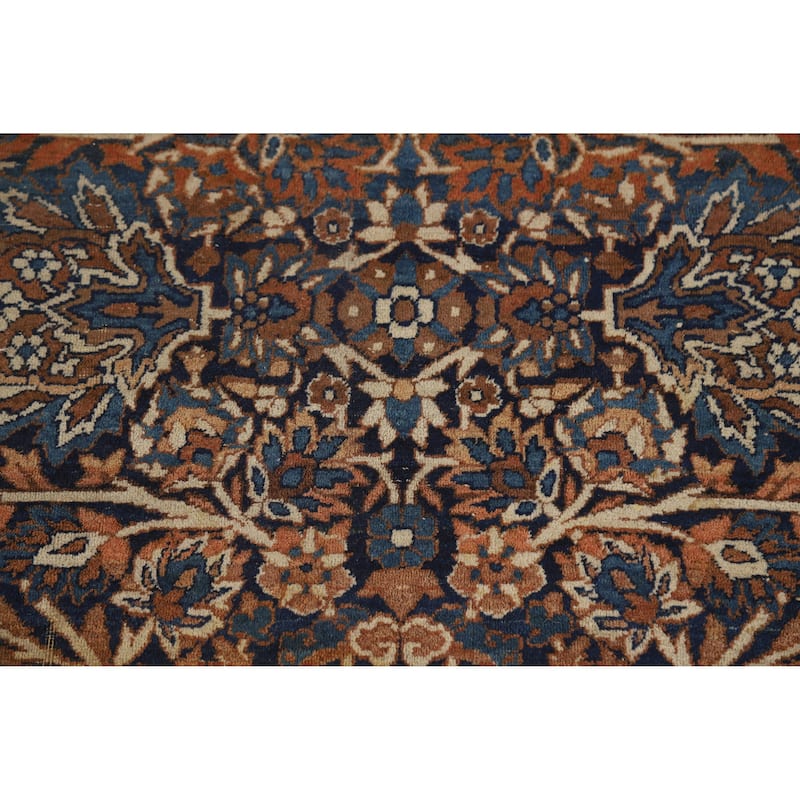 Hand Knotted Oriental 100% Wool Carpet Traditional All-Over Navy Blue & Blues Kerman Area Rug - 7' 0'' X 4' 7''