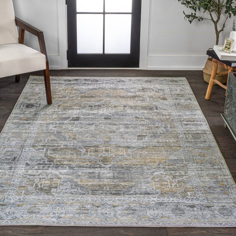 JONATHAN Y Dalyan Ornate Medallion Machine Washable Area Rug