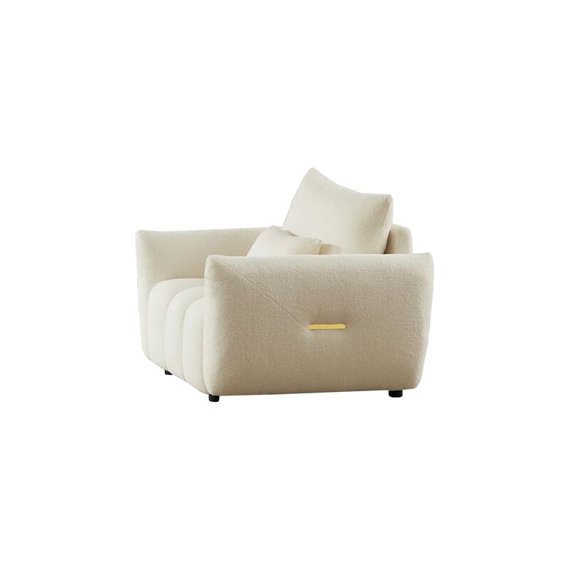 82'' Fabric 3-Seater Sofa with Plush Back Pillows, Solid Wood Frame, and Comfortable Foam Cushions