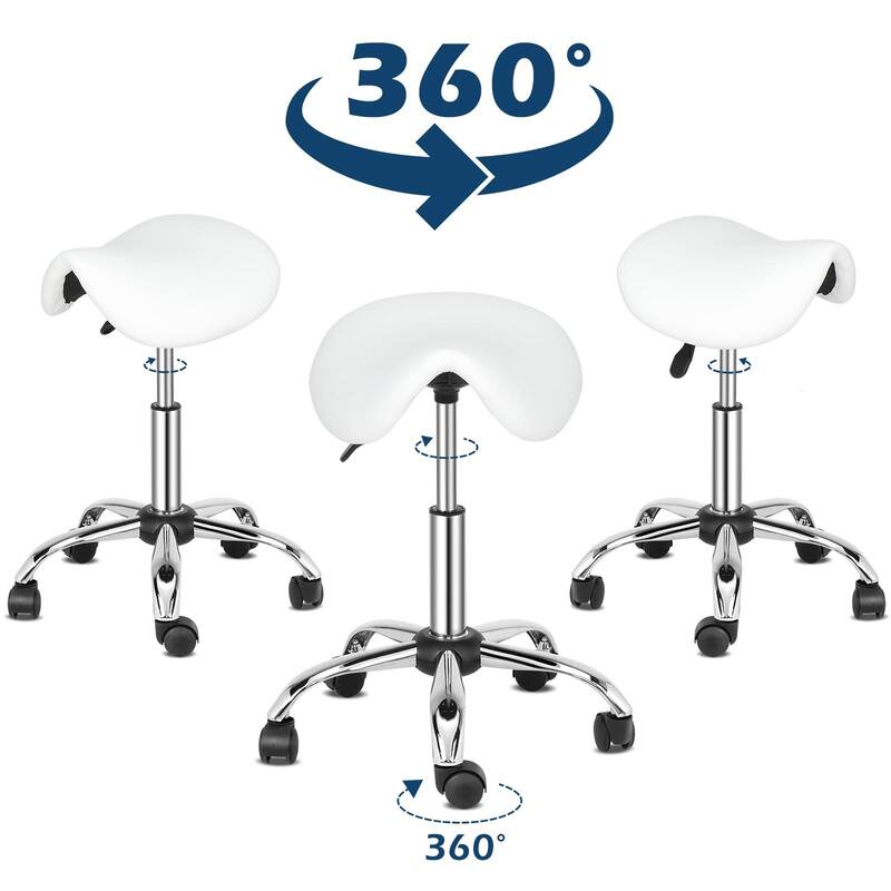Saddle Rolling Chair Adjustable Hydraulic Stool with Wheels