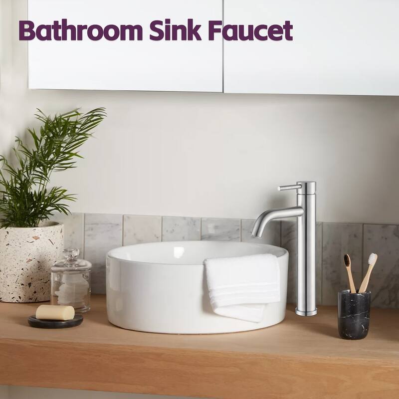 Modern Tall Vessel Single Handle Bathroom Sink Faucet with Controllable Flow and Temperature, Anti Corrosion and Anti Rust