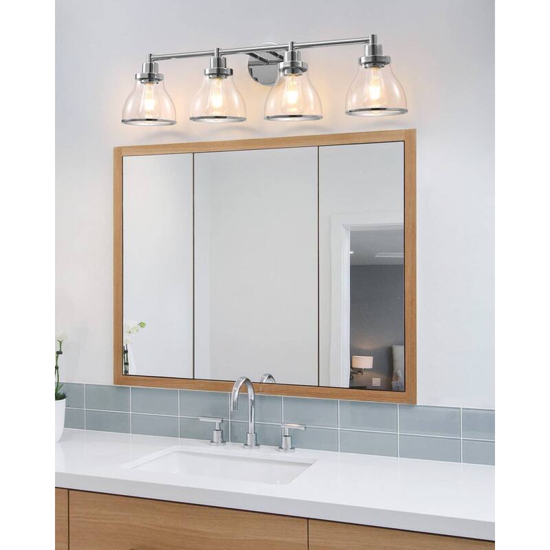 Hermosa Polished Nickel 4-Light Bathroom Vanity Light